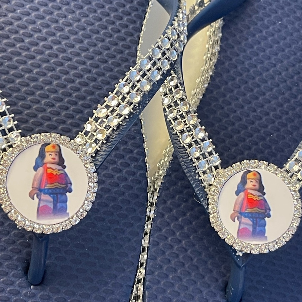 Wonder Woman Lego flip flops